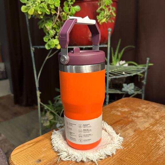 Stanley The Ice Flow Straw Tumbler 20 Oz Tiger Lily Plum & Orange K142 - Picture 2 of 4